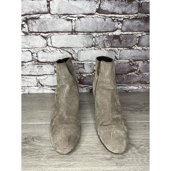 Aquatalia Taupe Suede Leather Side Zip Heel Ankle Booties Women’s Sz 10M US/41EU - Picture 2 of 16